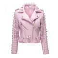 Hot Pink Studded Leather Jacket - Riders Republic UK