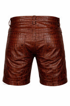 Men’s designer crocodile effect leather shorts for bold streetwear outfits