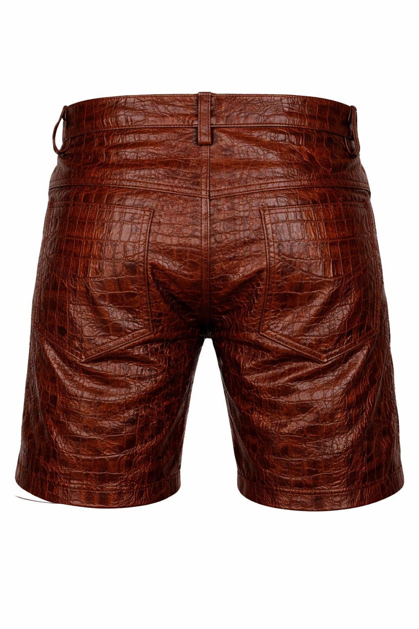Men’s designer crocodile effect leather shorts for bold streetwear outfits