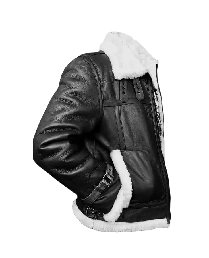 Herren Bomberjacke aus echtem Leder mit Shearling-Futter