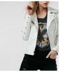 Womens White Studded Leather Jacket - Riders Republic UK