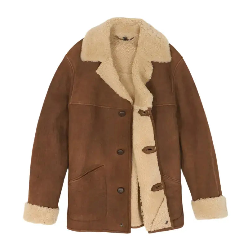 Light Brown Shearling Leather Coat - Riders Republic UK