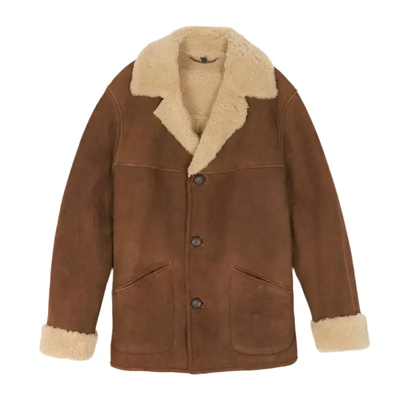 Light Brown Shearling Leather Coat - Riders Republic UK