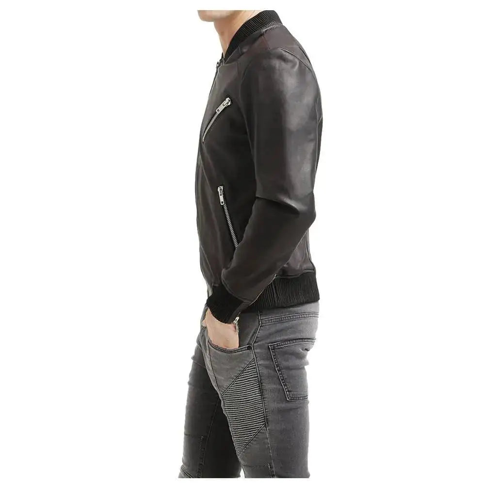 Premium Native American Leather Bomber Jacket - Riders Republic UK