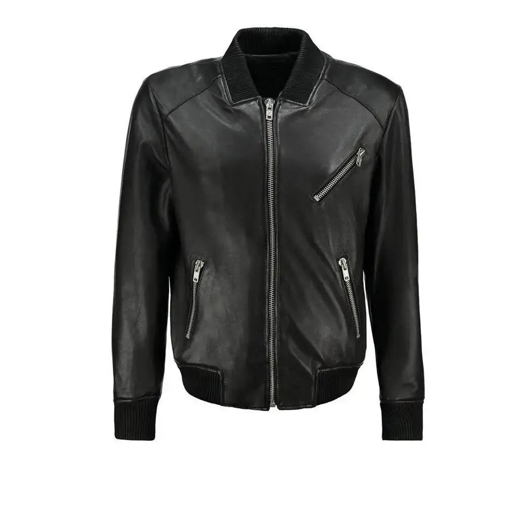 Premium Native American Leather Bomber Jacket - Riders Republic UK