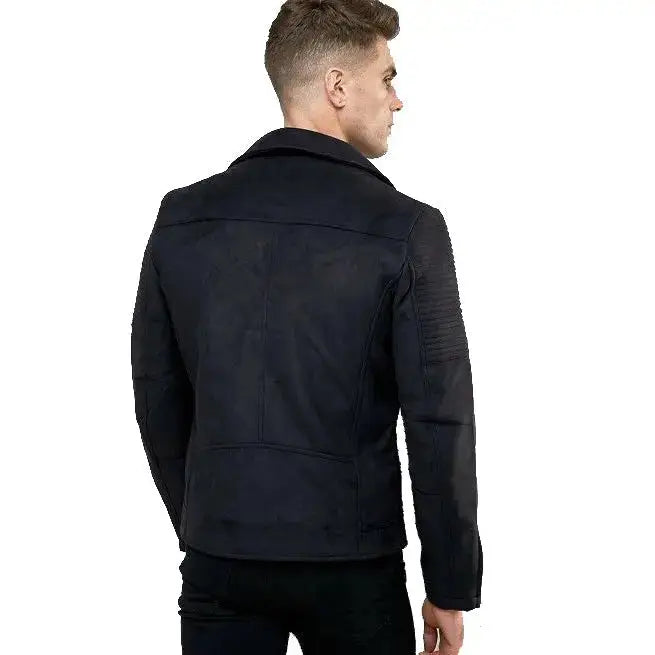 Black Suede Leather Biker Jacket - Riders Republic UK