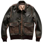 Mens Brown Aviator Leather Bomber Jacket - Riders Republic UK
