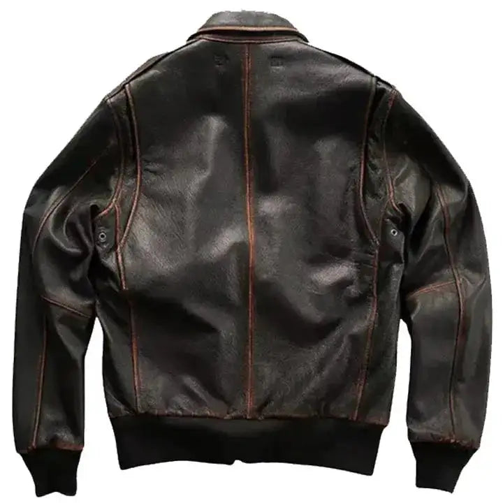 Mens Brown Aviator Leather Bomber Jacket - Riders Republic UK