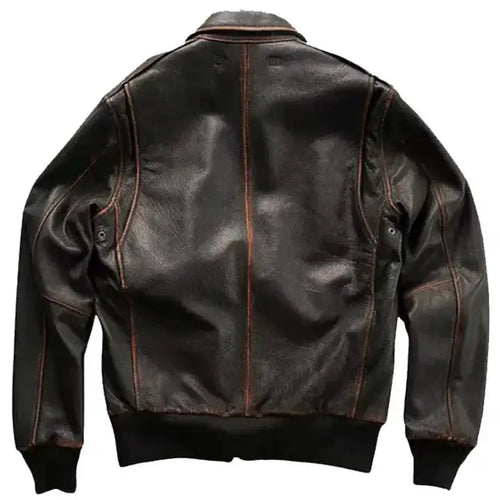 Mens Brown Aviator Leather Bomber Jacket - Riders Republic UK