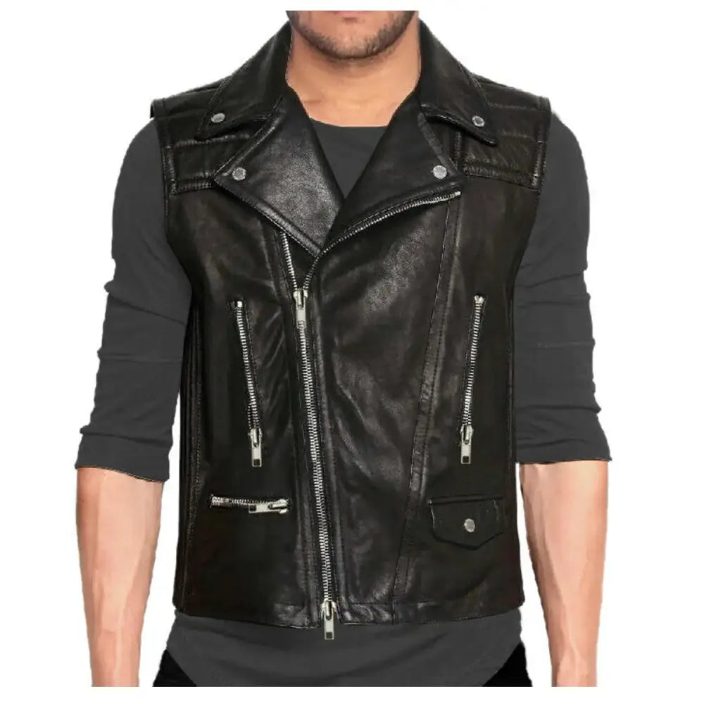 Mens Leather Fashion Vest - Riders Republic UK