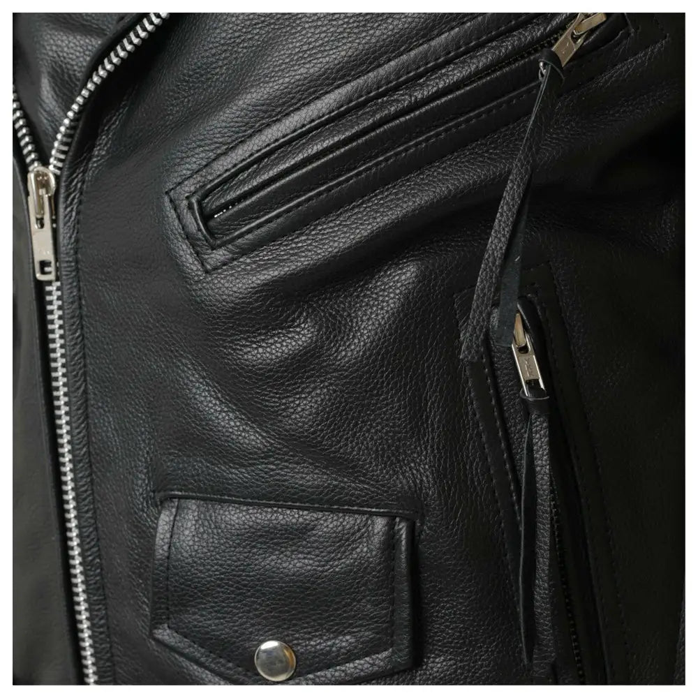 Mens Brando Black Leather Jacket - Riders Republic UK