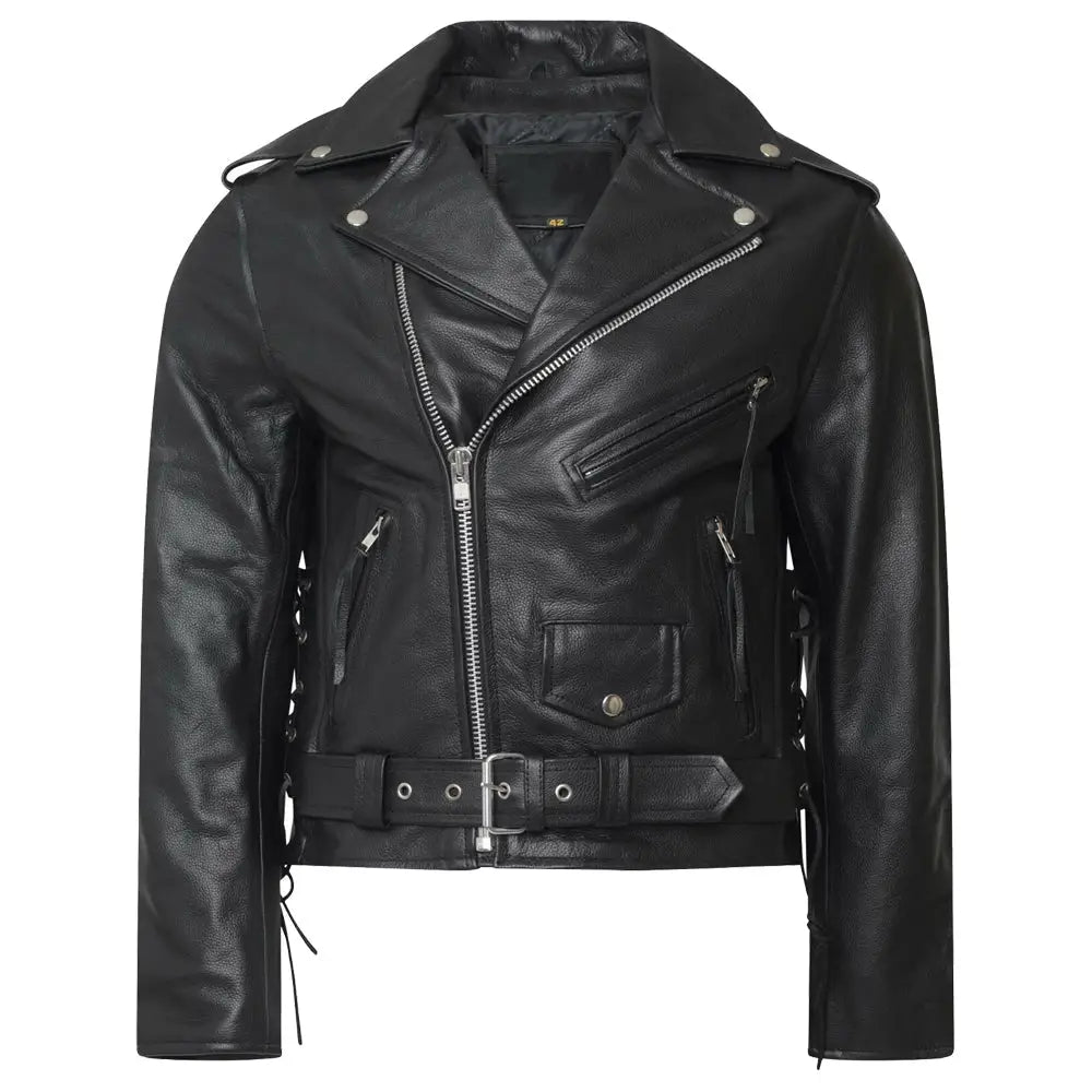 Mens Brando Black Leather Jacket - Riders Republic UK