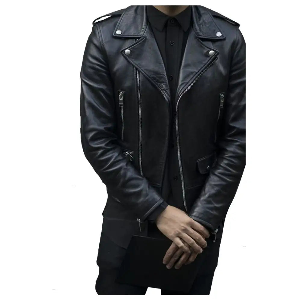 Mens Classic Leather Biker Jacket - Riders Republic UK