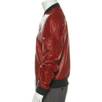 Mens Red Lambskin Leather Bomber Jacket - Riders Republic UK