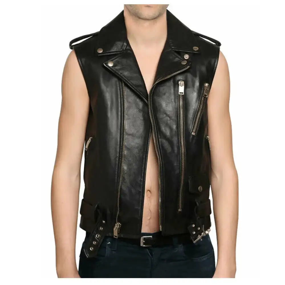 Mens Leather Motorcycle Club Vest - Riders Republic UK