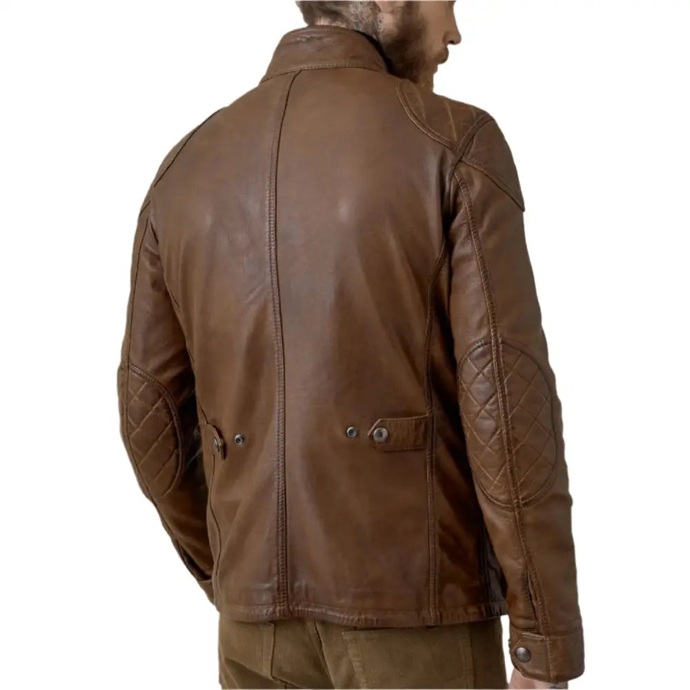 Walnut Lambskin Leather Field Jacket for Men - Riders Republic UK
