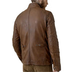 Walnut Lambskin Leather Field Jacket for Men - Riders Republic UK