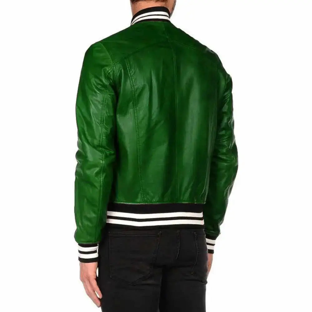 Mens Leather Varsity Bomber Jacket - Riders Republic UK