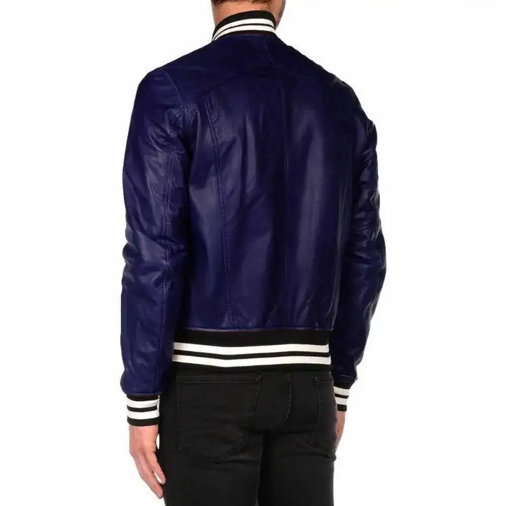 Mens Leather Varsity Bomber Jacket - Riders Republic UK