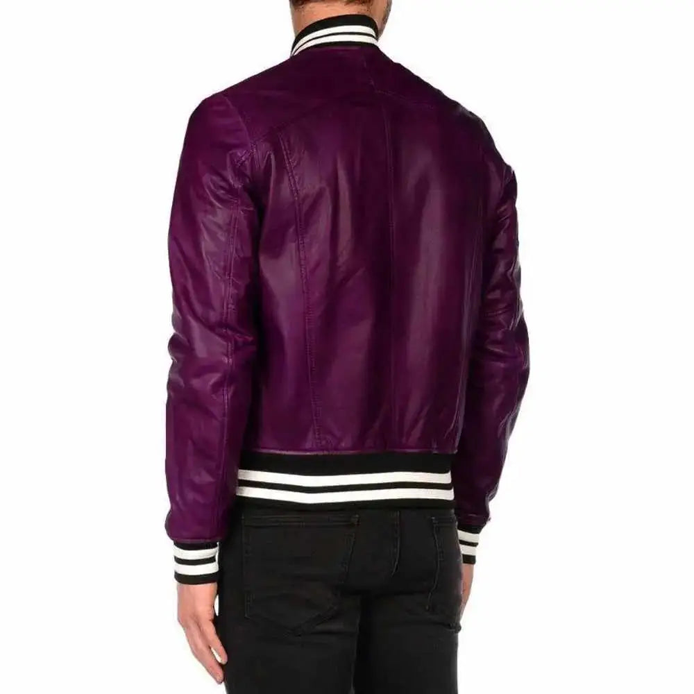 Mens Leather Varsity Bomber Jacket - Riders Republic UK