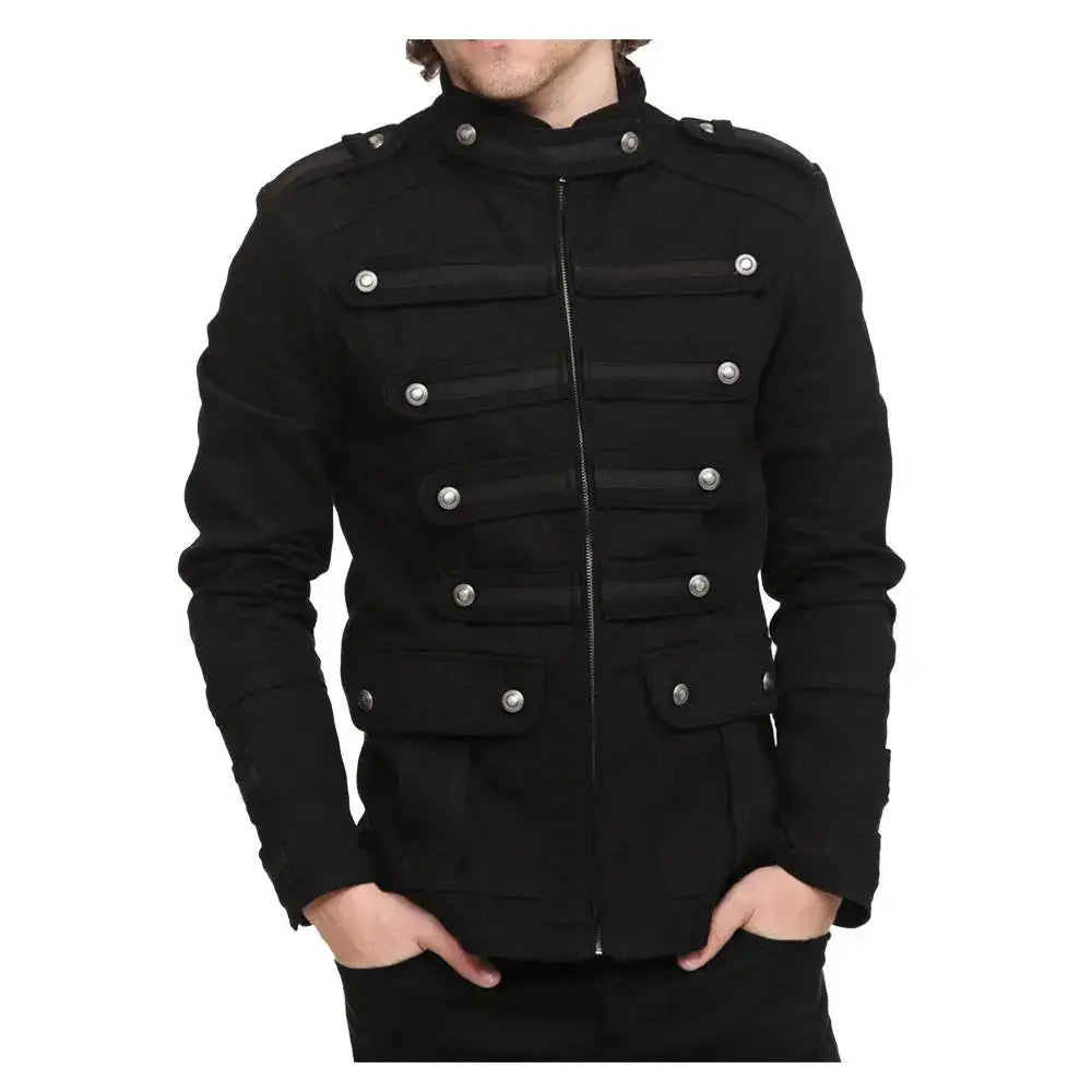 Mens Black Gothic Military Jacket - Riders Republic UK