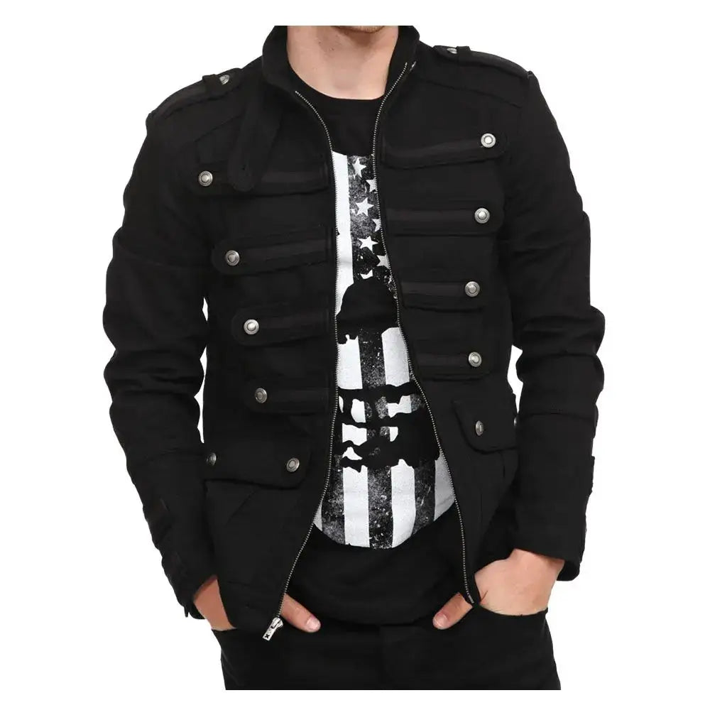 Mens Black Gothic Military Jacket - Riders Republic UK