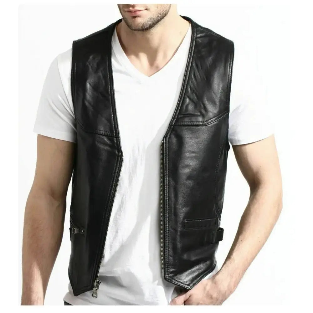 Leather Motorcycle Vest - Riders Republic UK