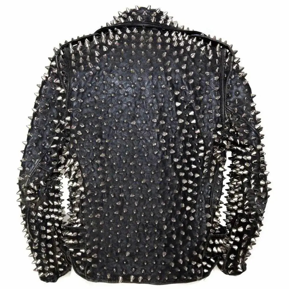 Men’s Studded Black Leather Motorcycle Jacket - Riders Republic UK