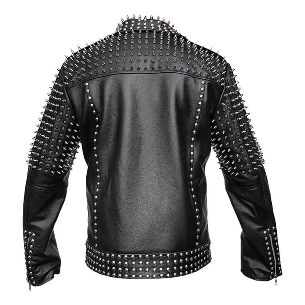 Mens Spiked Real Leather Studded Jacket - Riders Republic UK