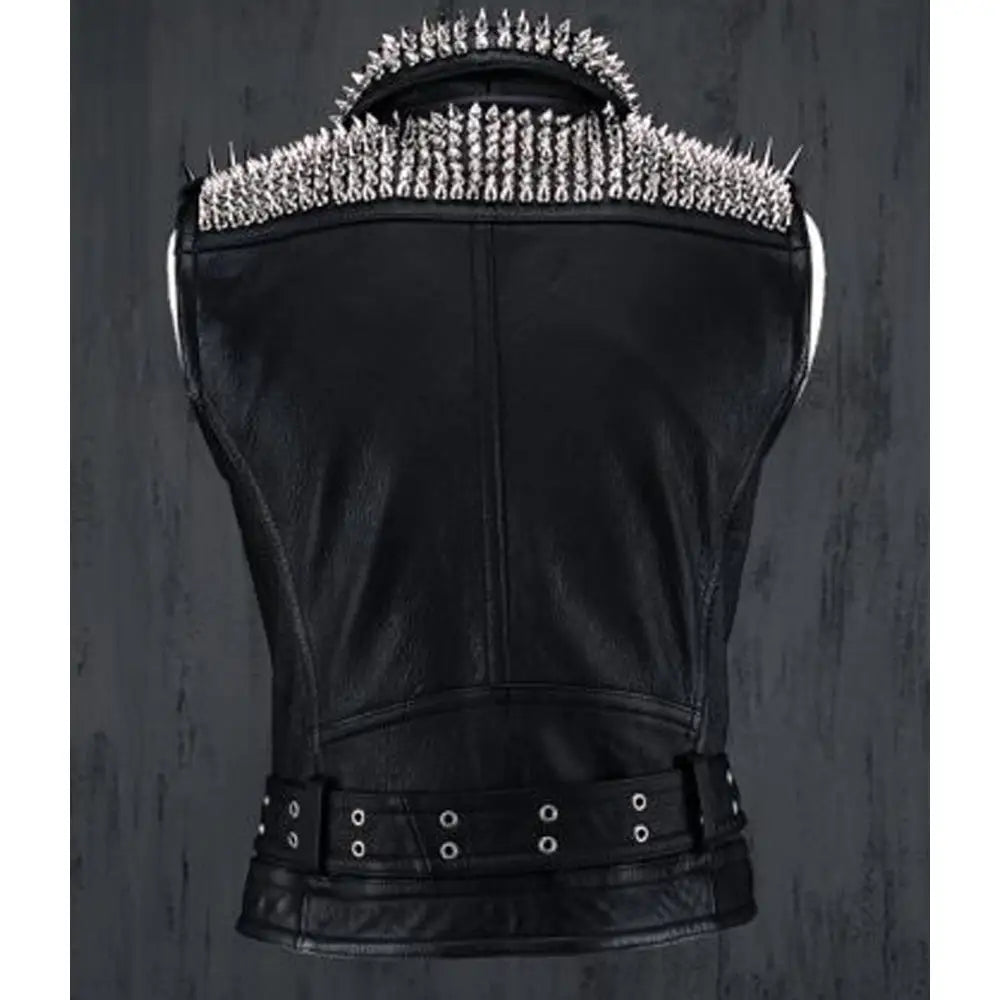 Handmade Studded Black Leather Vest for Men - Riders Republic UK