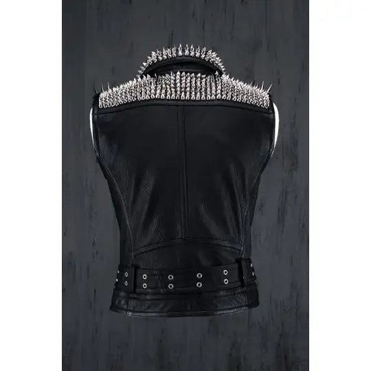 Handmade Studded Black Leather Vest for Men - Riders Republic UK