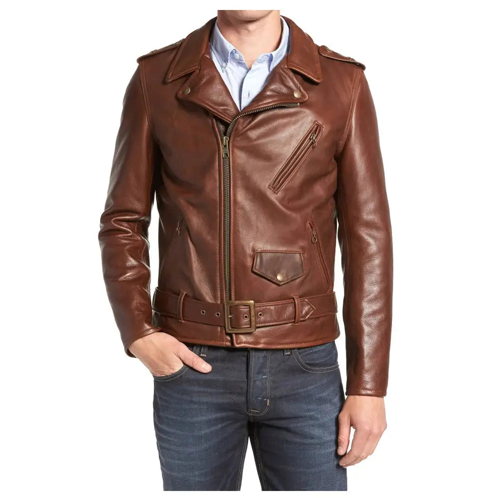 Mens Slim Fit Lambskin Biker Jacket - Riders Republic UK