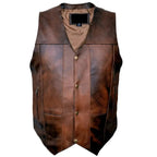 Brown Leather Western Vest - Riders Republic UK