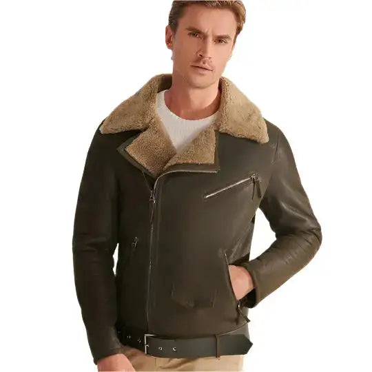 Mens Army Green Aviator Jacket - Riders Republic UK