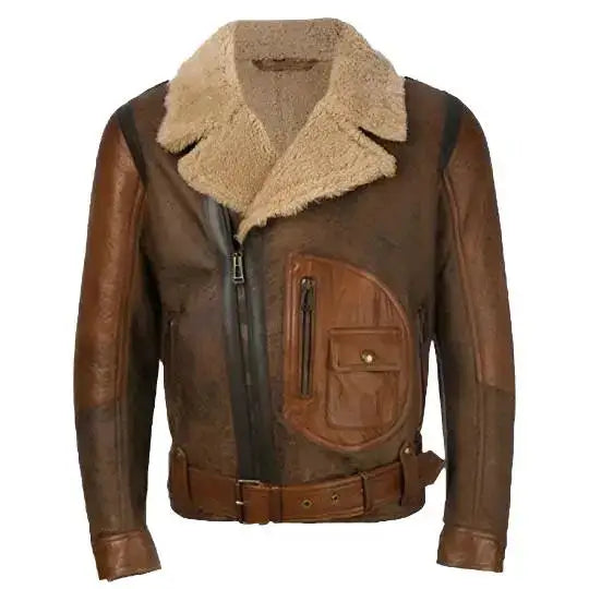 Mens Leather Aviator Bomber Jacket - Riders Republic UK