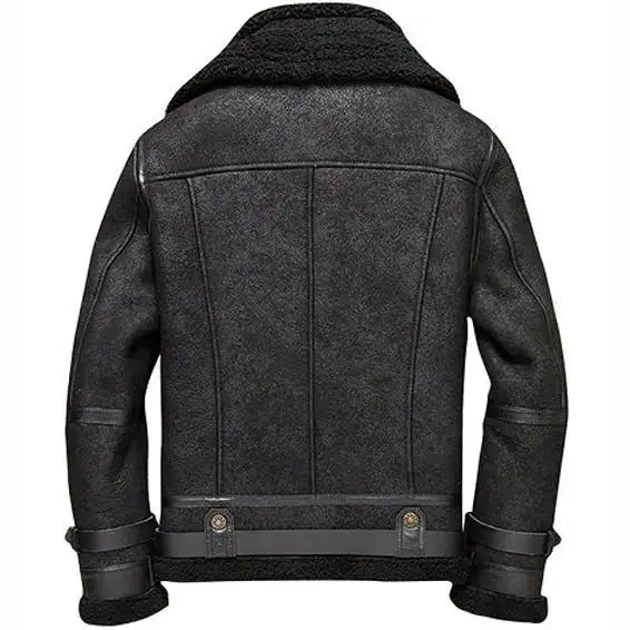 Braune B3 Shearling Bomberjacke für Herren mit Aviator-Kragen und Leder-Außenmaterial
