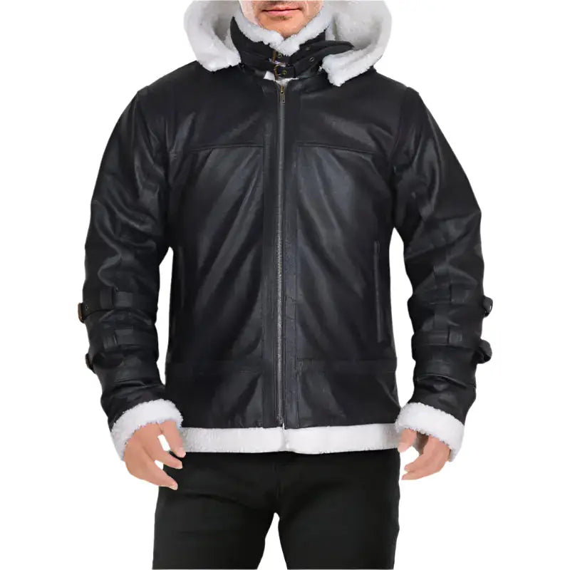 Mens B3 Bomber Shearling Hoodie Jacket - Riders Republic UK
