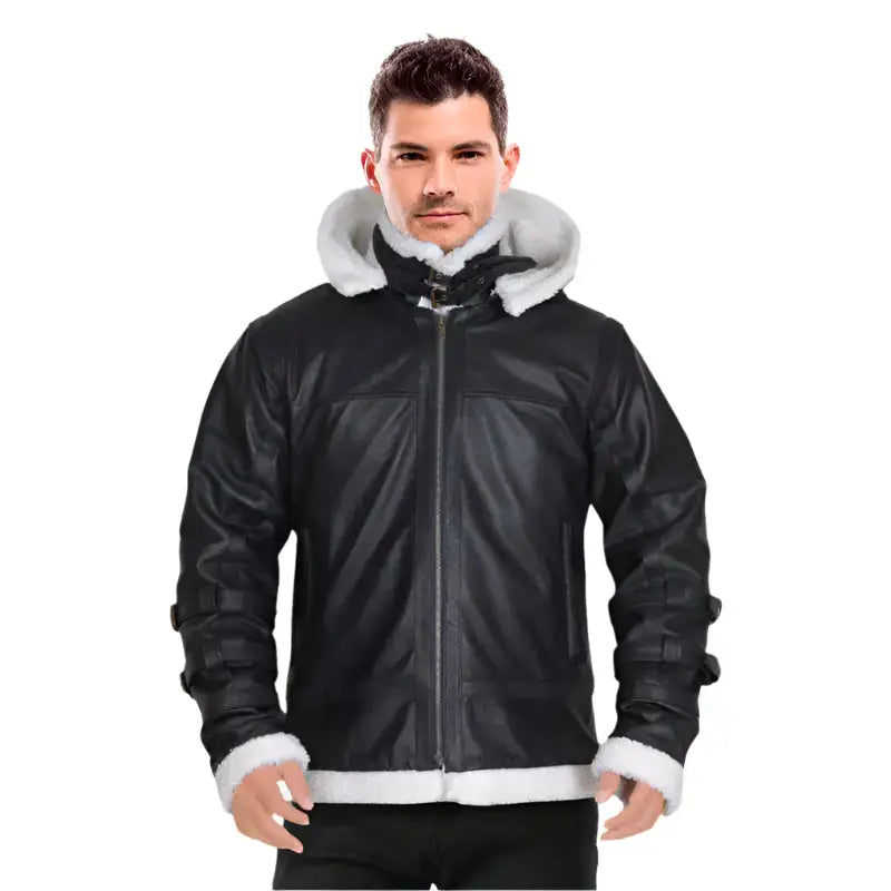 Mens B3 Bomber Shearling Hoodie Jacket - Riders Republic UK