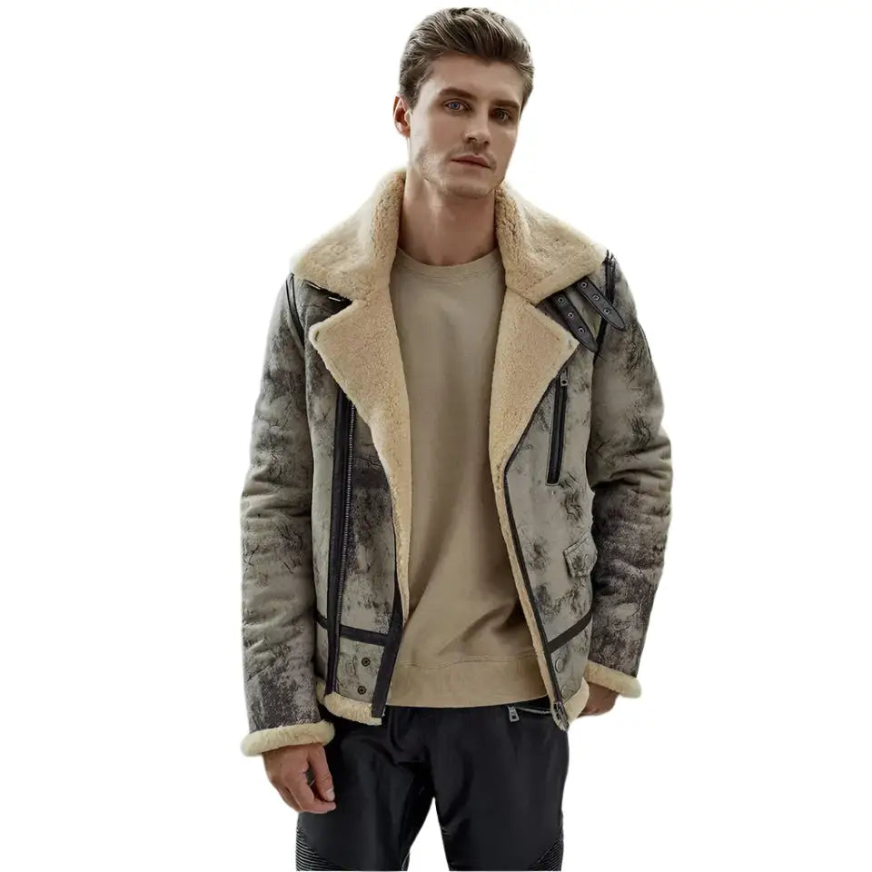 Mens B3 Shearling Aviator Bomber Jacket - Riders Republic UK