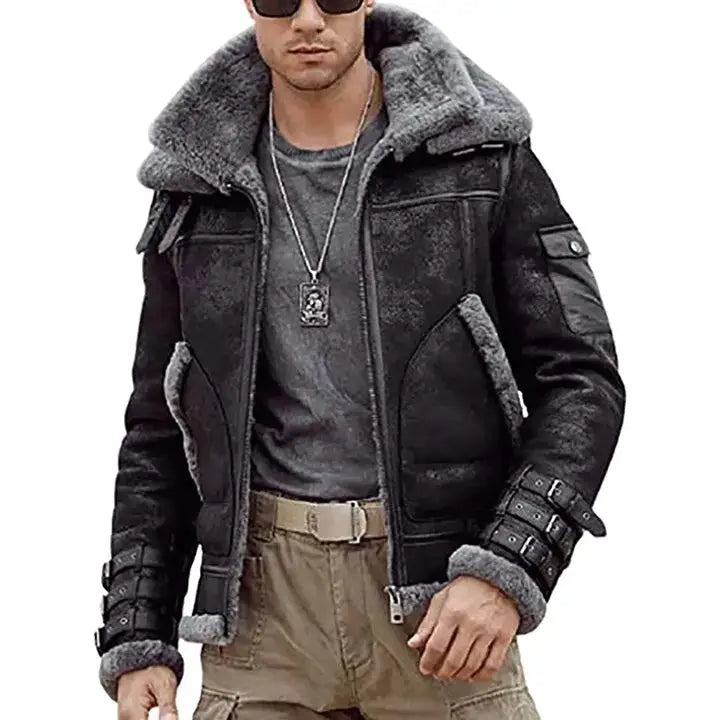Mens B3 RAF Aviator Shearling Leather Jacket - Riders Republic UK