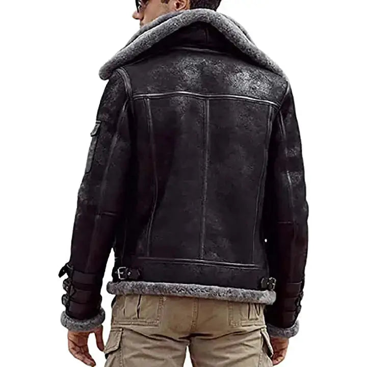 Mens B3 RAF Aviator Shearling Leather Jacket - Riders Republic UK