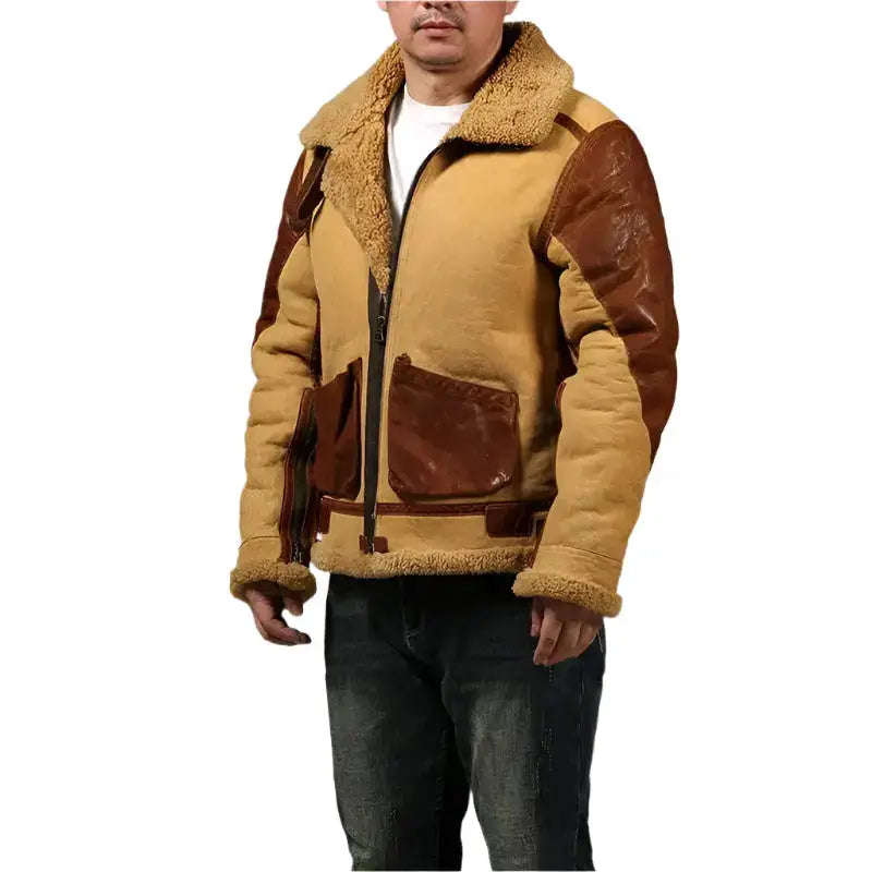 Mens B3 Shearling Leather Bomber Jacket - Riders Republic UK