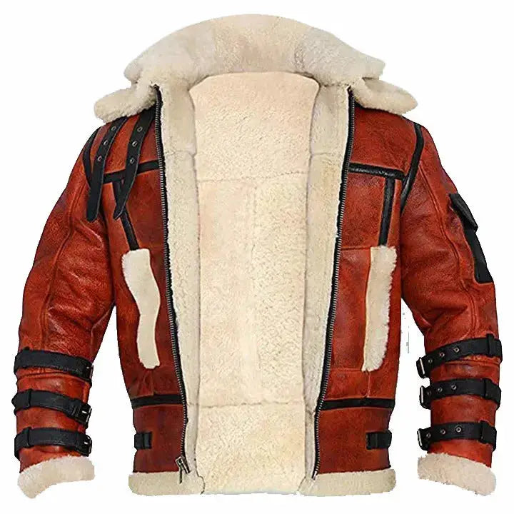 Double Collar Shearling Aviator Jacket - Riders Republic UK