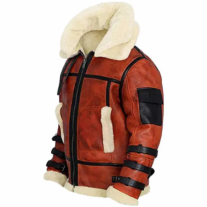Double Collar Shearling Aviator Jacket - Riders Republic UK