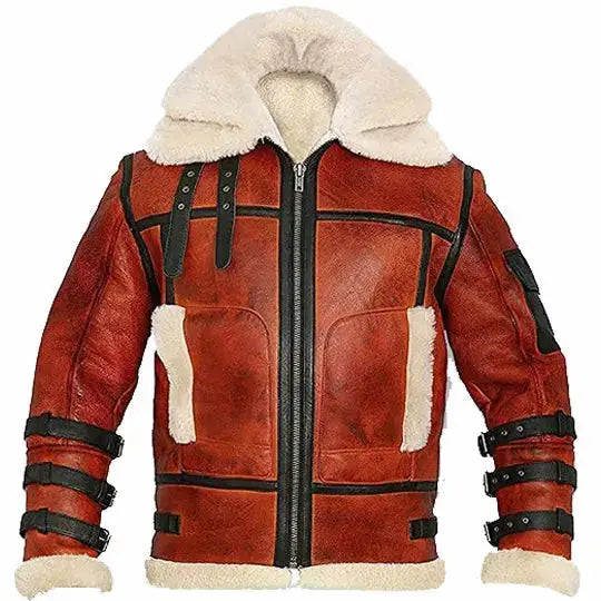 Double Collar Shearling Aviator Jacket - Riders Republic UK