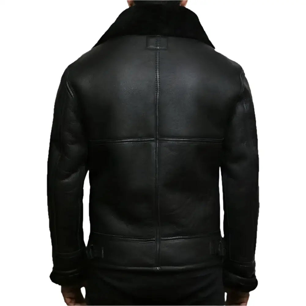 Mens Black Aviator B3 Shearling Leather Jacket - Riders Republic UK