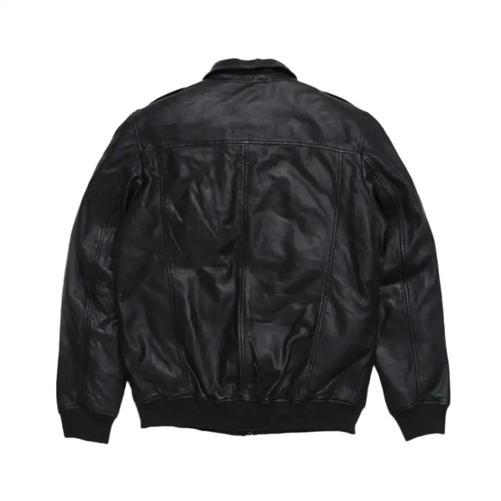 Mens Black Aviator Sheepskin Leather Bomber Jacket - Riders Republic UK