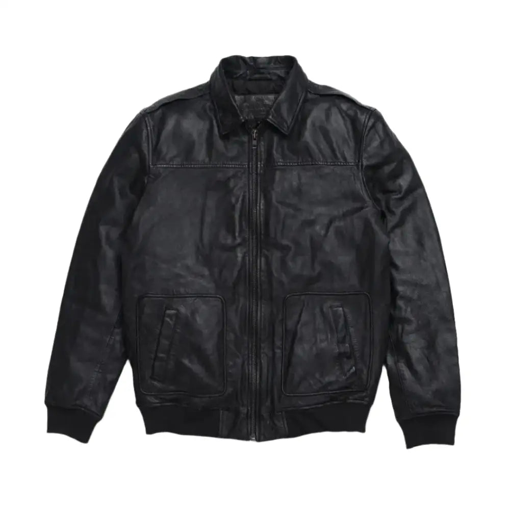Mens Black Aviator Sheepskin Leather Bomber Jacket - Riders Republic UK