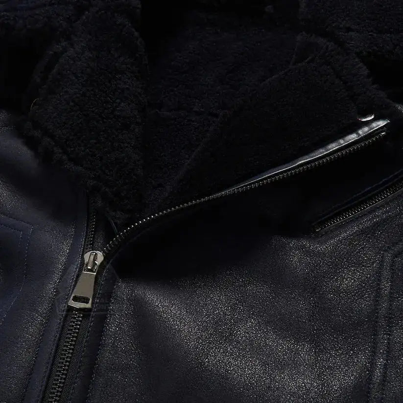 Black Sheepskin Leather Aviator Jacket - Riders Republic UK