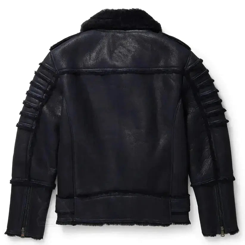 Black Sheepskin Leather Aviator Jacket - Riders Republic UK